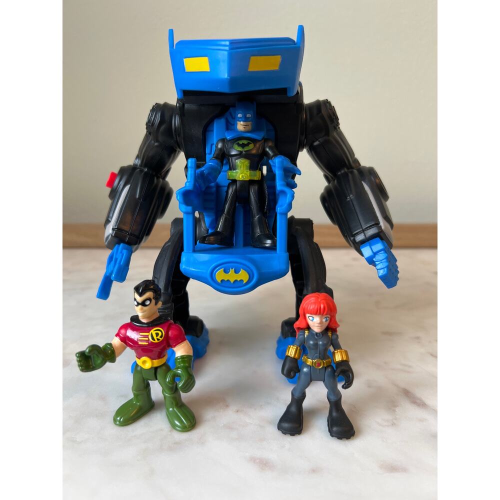 Imaginext DC Comics Batman Battling Robot w/Robin Black Widow figure Works